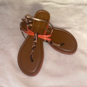 Kelly&Katie Coral and leopard print sandal (pinkish orange)